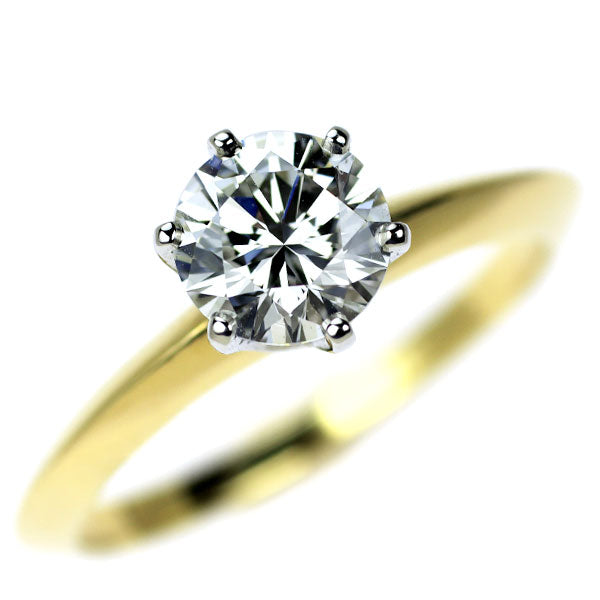 ティファニー K18YG/ Pt950 ダイヤモンド リング 0.87ct G VS2 G/VG ソリティア 《セルビー銀座店》【中古】