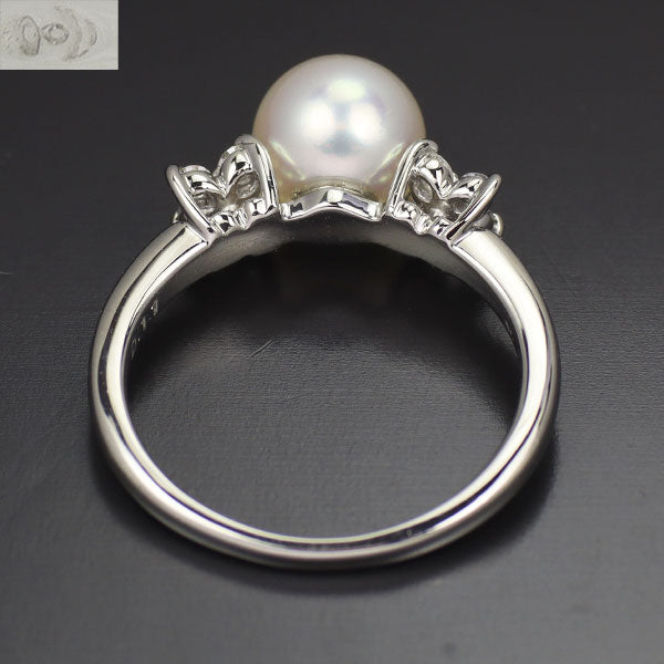 田崎真珠 Pt900 アコヤ 真珠/パール ダイヤモンド リング 径約 6.8mm 0.11ct