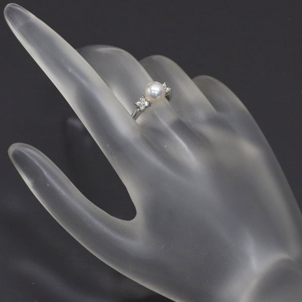 田崎真珠 Pt900 アコヤ 真珠/パール ダイヤモンド リング 径約 6.8mm 0.11ct