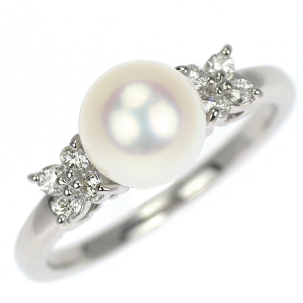 田崎真珠 Pt900 アコヤ 真珠/パール ダイヤモンド リング 径約 6.8mm 0.11ct