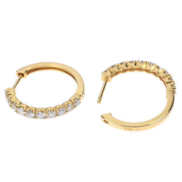 K18YG ダイヤモンド ピアス 1.00ct フープ