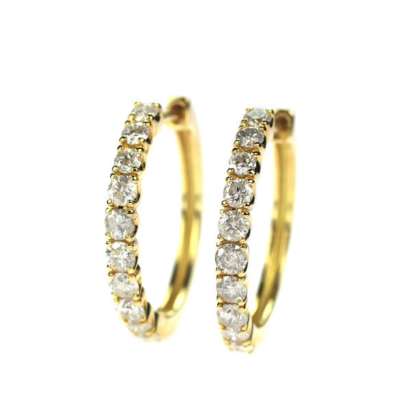 K18YG ダイヤモンド ピアス 1.00ct フープ