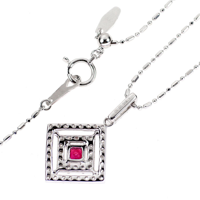 K18WG ルビー ダイヤモンド ペンダントネックレス 0.24ct D0.50ct