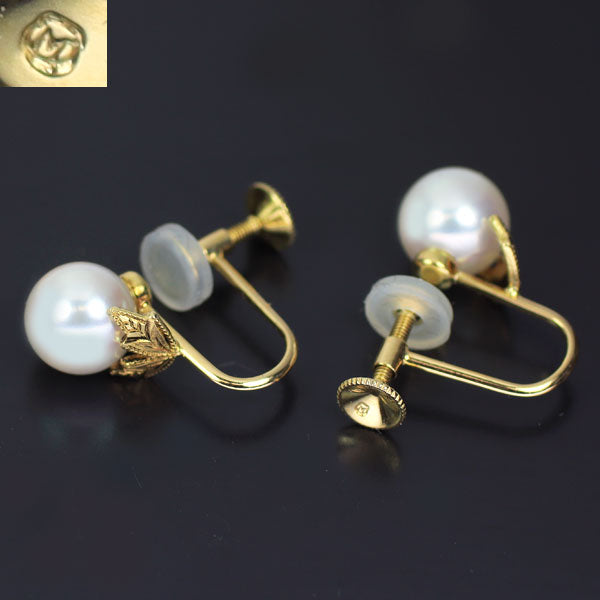 MIKIMOTO - ミキモト K18YG アコヤ真珠 ダイヤモンド イヤリング