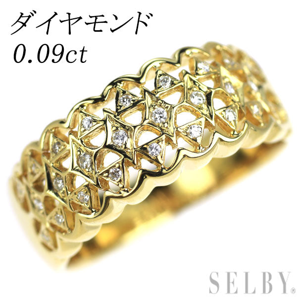 K18YG ダイヤモンド リング 0.09ct アンティークレース