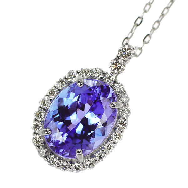 Pt タンザナイト ダイヤモンド ペンダントネックレス 1.58ct D0.15ct