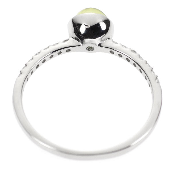 Pt900 カボションカット ペリドット ダイヤモンド リング D0.09ct
