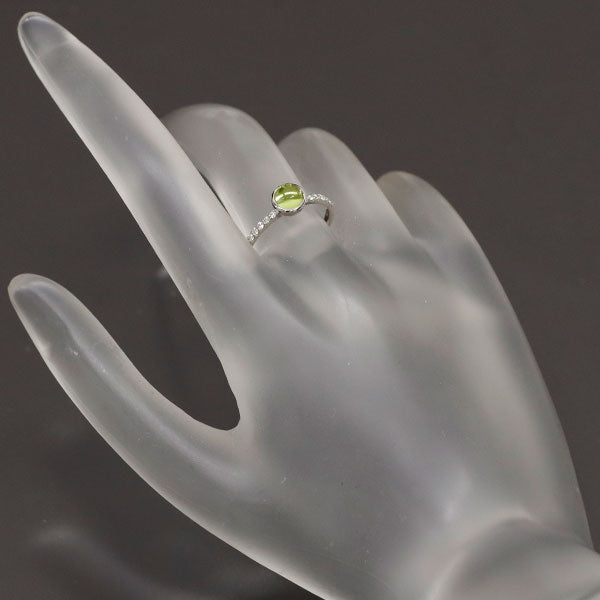 Pt900 カボションカット ペリドット ダイヤモンド リング D0.09ct
