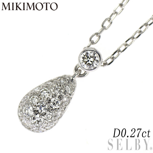 ミキモト K18WG ダイヤモンド ペンダントネックレス 0.27ct パヴェ