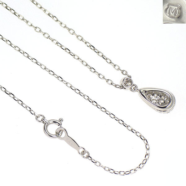 ミキモト K18WG ダイヤモンド ペンダントネックレス 0.27ct パヴェ