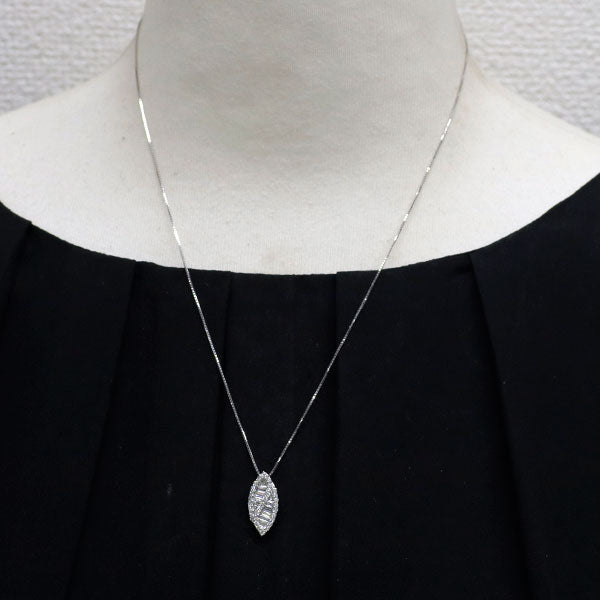 K18WG ダイヤモンド ペンダントネックレス 0.62ct 植物