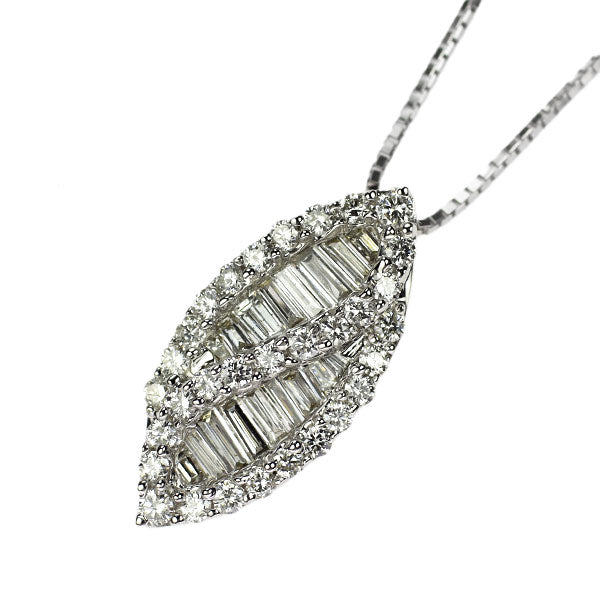 K18WG ダイヤモンド ペンダントネックレス 0.62ct 植物