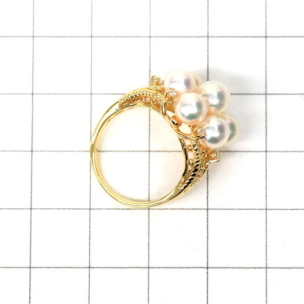 ミキモト K18YG アコヤ 真珠/パール ダイヤモンド リング 径約5.2-6.0mm