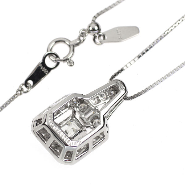 Pt エメラルドカット ダイヤモンド ペンダントネックレス 0.462ct H VVS2 D0.32ct