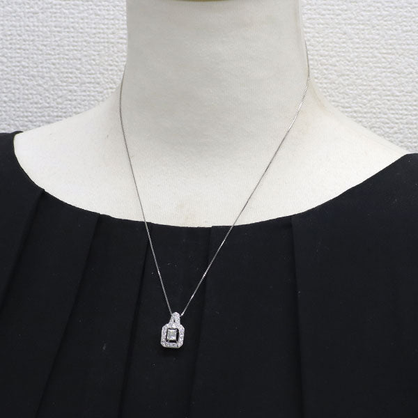 Pt エメラルドカット ダイヤモンド ペンダントネックレス 0.462ct H VVS2 D0.32ct