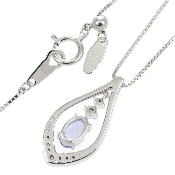 【後払い手数料無料】 K18WG タンザナイト ダイヤモンド ペンダントネックレス 0.47ct タンザナイト