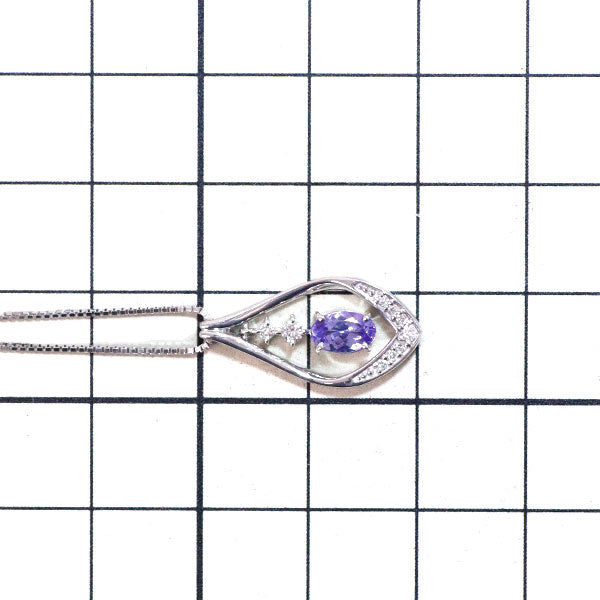 K18WG タンザナイト ダイヤモンド ペンダントネックレス 0.47ct