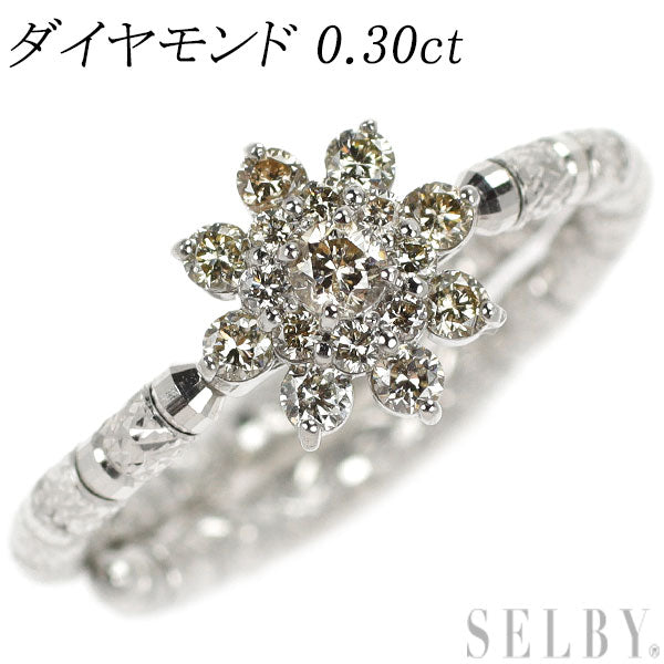 Pt999 ダイヤモンド リング 0.30ct フラワー 形状記憶
