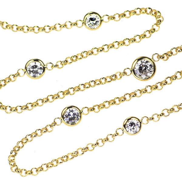 K18YG ダイヤモンド ネックレス 1.64ct ステーション 37.5cm  