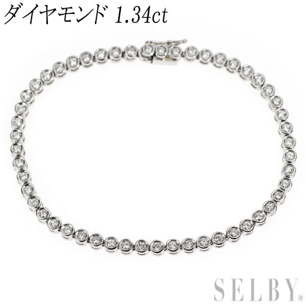 Pt850 ダイヤモンド ブレスレット 1.34ct テニス
