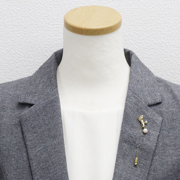 ミキモト K18YG アコヤ 真珠/パール ピンブローチ 径約6.4mm リボン