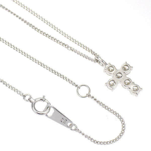 K18WG/ Pt850 ダイヤモンド ペンダントネックレス 0.50ct クロス