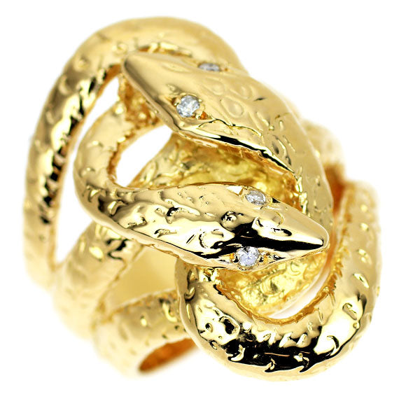 K18YG ダイヤモンド リング 0.05ct スネーク ヘビ