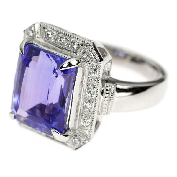 Pt900 タンザナイト ダイヤモンド リング 7.42ct D0.25ct