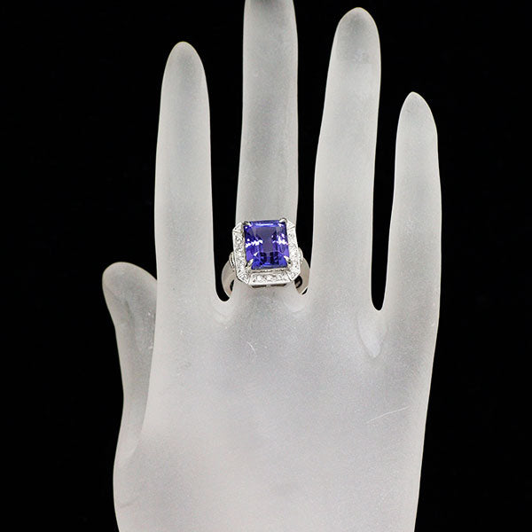 Pt900 タンザナイト ダイヤモンド リング 7.42ct D0.25ct