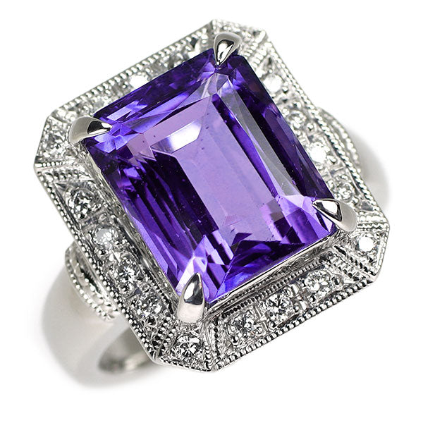 Pt900 タンザナイト ダイヤモンド リング 7.42ct D0.25ct