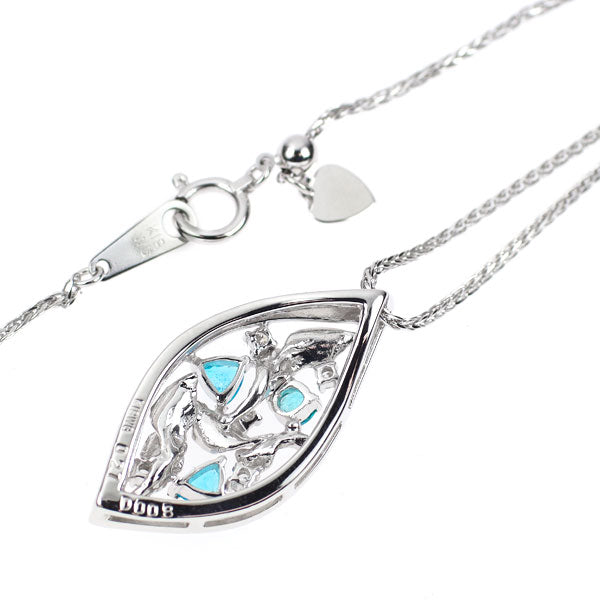 K18WG ブラジル産 パライバトルマリン ダイヤモンド ペンダントネックレス 0.27ct D0.08ct