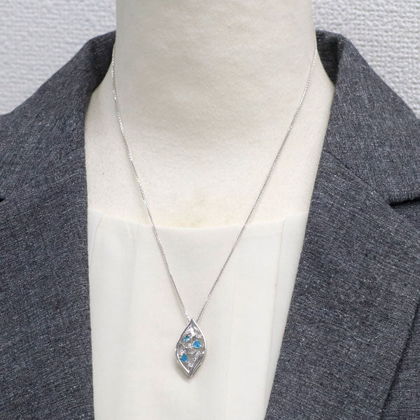 K18WG ブラジル産 パライバトルマリン ダイヤモンド ペンダントネックレス 0.27ct D0.08ct
