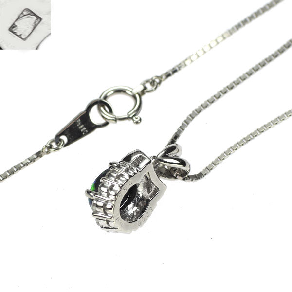 セイコー Pt900/ Pt850 ブラック オパール ダイヤモンド ペンダントネックレス 0.65ct D0.32ct