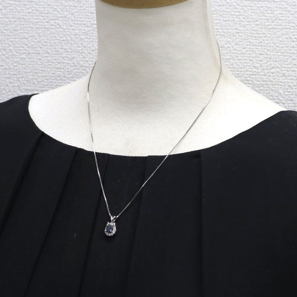 セイコー Pt900/ Pt850 ブラック オパール ダイヤモンド ペンダントネックレス 0.65ct D0.32ct