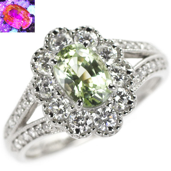 Pt900 ミントガーネット ダイヤモンド リング 1.22ct D0.73ct