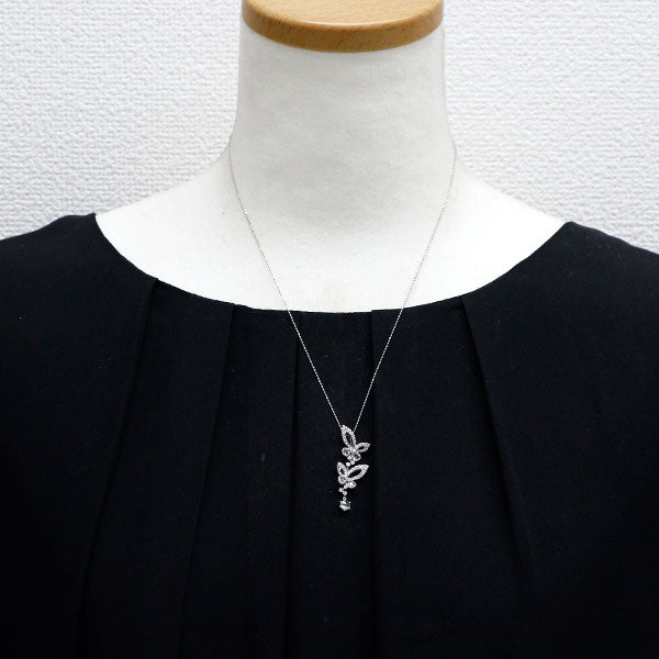 K18WG ダイヤモンド ペンダントネックレス 1.04ct 蝶
