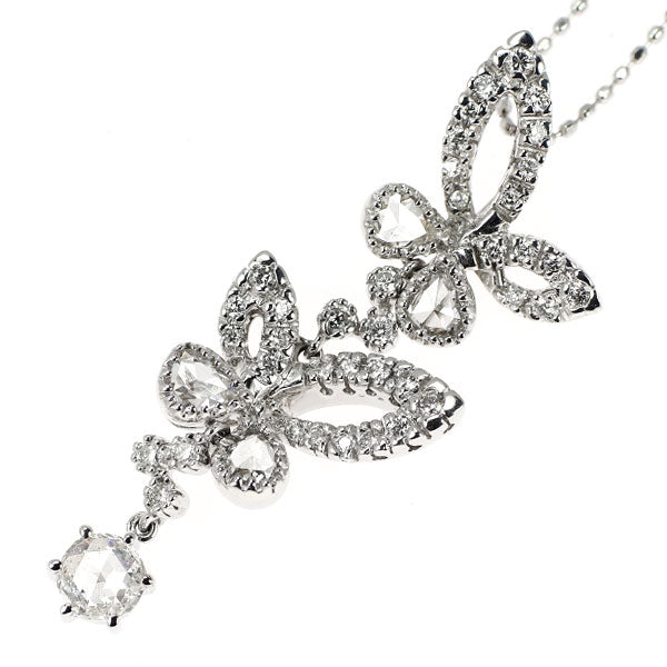 K18WG ダイヤモンド ペンダントネックレス 1.04ct 蝶