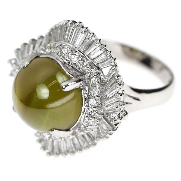 Pt900 クリソベリルキャッツアイ ダイヤモンド リング 15.76ct D2.02ct