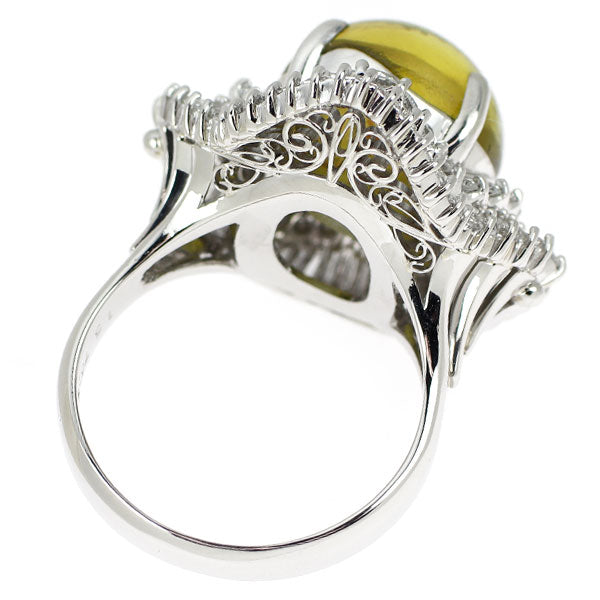 Ｐt900クリソベリルキャッツアイ 3.68カラット Pt900 クリソベリルキャッツアイ ダイヤモンド リング 15.76ct D2.02ct