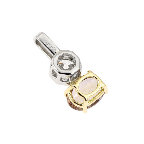 Pt900/ K18YG 非加熱ピンクゾイサイト ダイヤモンド ペンダントトップ 0.783ct 0.423ct G SI1 G