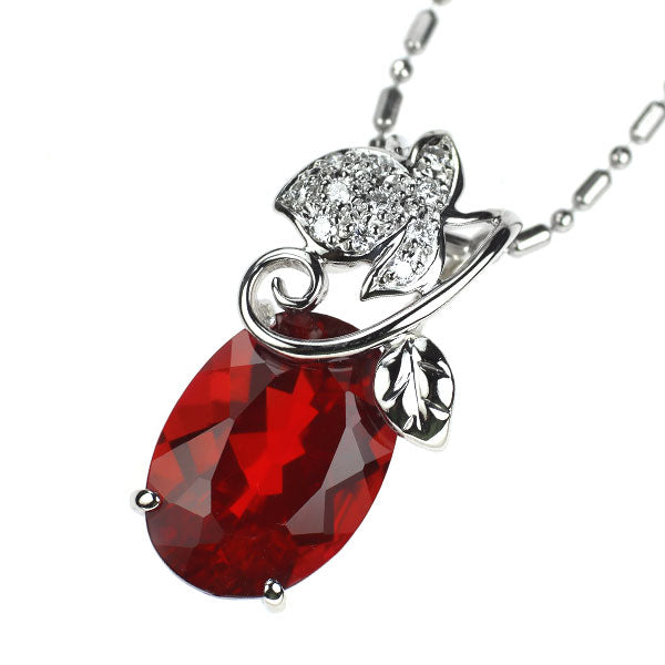 Pt アンデシン ダイヤモンド ペンダントネックレス 5.644ct D0.09ct 植物