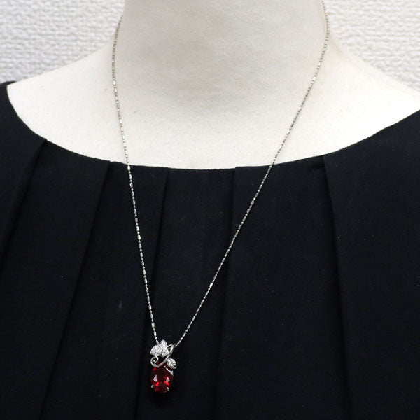 Pt アンデシン ダイヤモンド ペンダントネックレス 5.644ct D0.09ct 植物