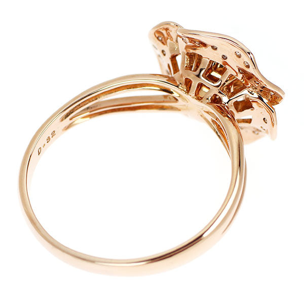K18PG ダイヤモンド リング 0.32ct 薔薇 ローズ