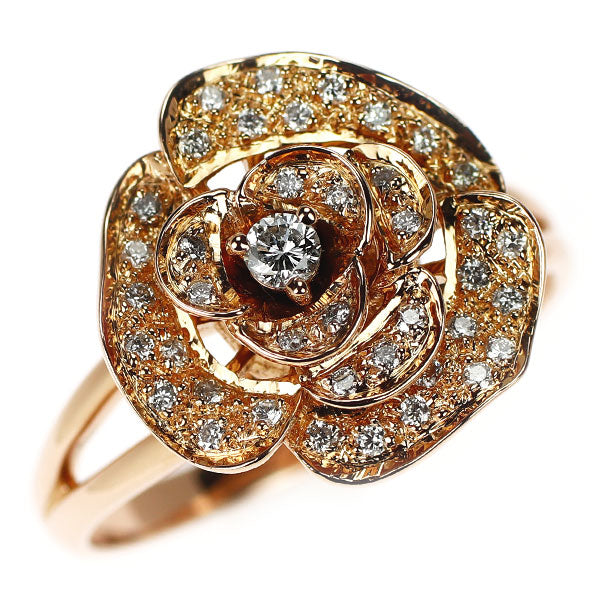 K18PG ダイヤモンド リング 0.32ct 薔薇 ローズ