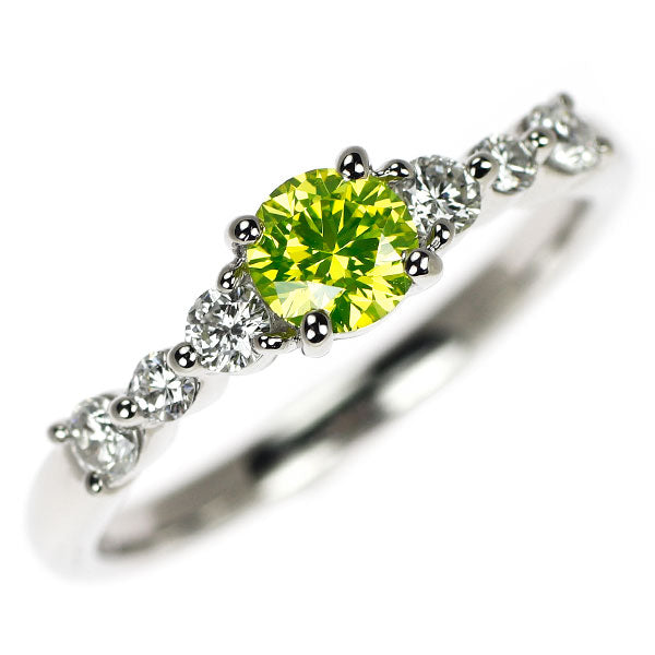 Pt900 アップルグリーン ダイヤモンド リング 0.368ct FVYG VS2
