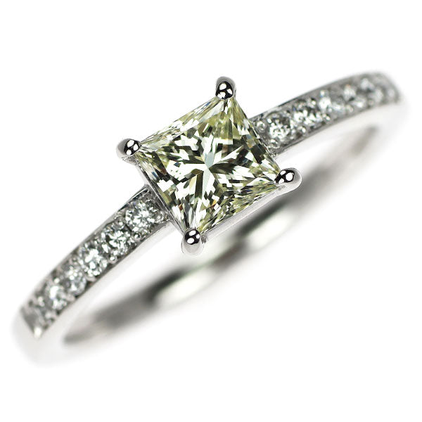 Pt900 プリンセスカット ダイヤモンド リング 0.650ct D0.13ct