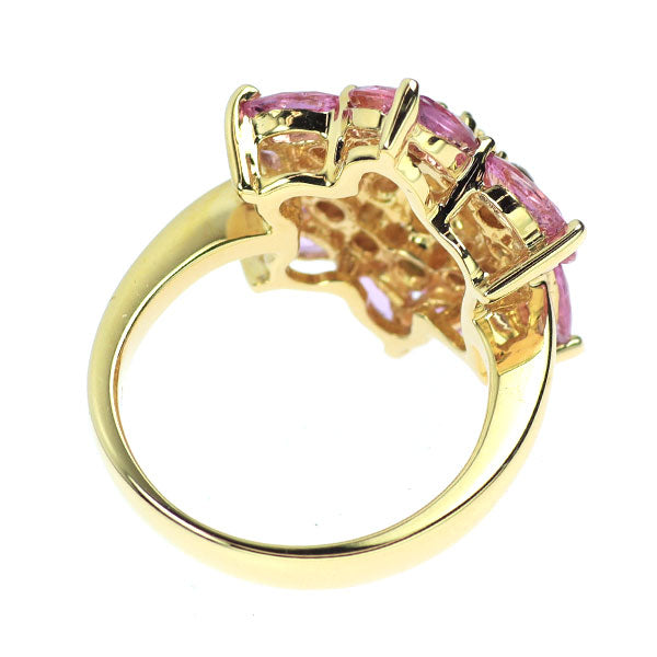 K18YG ダイヤモンド マーキス ピンクサファイア リング D0.82ct PS2.25ct  フラワー