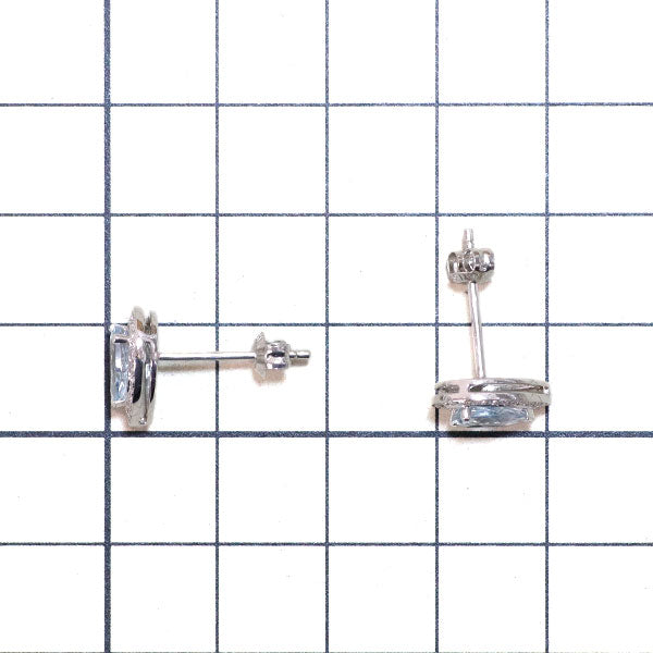 K18WG ペアシェイプ アクアマリン ダイヤモンド ピアス 1.50ct D0.242ct