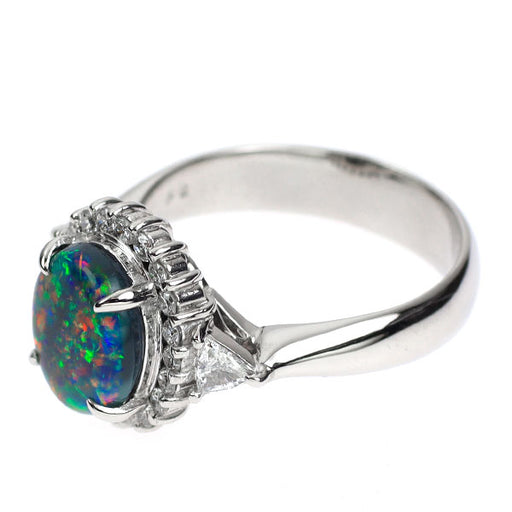 Pt900 ブラックオパール ダイヤモンド リング 1.71ct D0.43ct