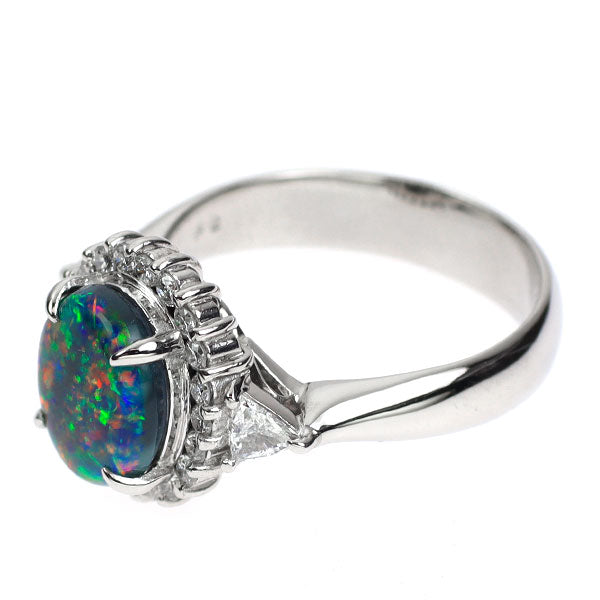 Pt900 ブラックオパール ダイヤモンド リング 1.71ct D0.43ct